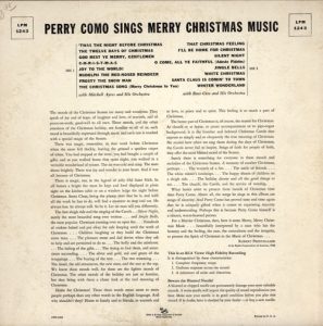 PERRY – PERRY COMO SINGS MERRY CHRISTMAS MUSIC